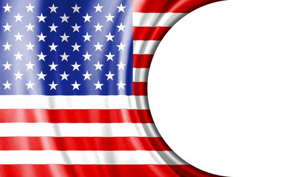 Abstract illustration, United States flag with a semi-circular area White background for text or images.