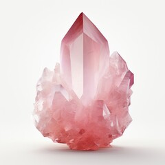 Rose Quartz crystal stone  isolated on white background