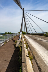 Lanaye cable-stayed bridge, vehicular road and pedestrian or bicycle path, tower, pylon, huge...