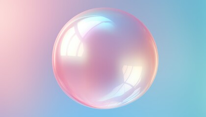 bubble sphere  on pastel background with gradient 