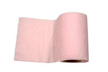 rouleau de papier toilette rose sur fond transparent