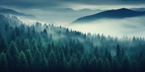 Dawn in the Enchanting Coniferous Forest