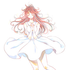 手を胸の前で組む神秘的な女性