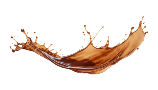 coffee splash isolated on transparent background cutout
