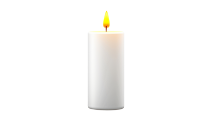 burning white candle isolated on transparent background cutout