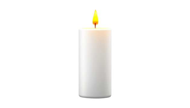 burning white candle isolated on transparent background cutout