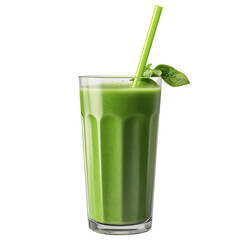 Glass of green smoothie cut out transparent isolated on white background ,PNG file.