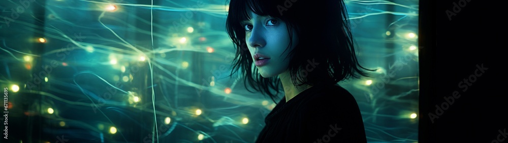 Poster features in a trance-like state of fascination, illuminated by flickering screen light.