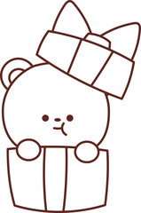 Christmas lines, coloring book elements, cute, super cute cartoons