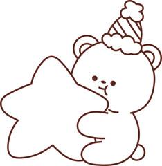 Christmas lines, coloring book elements, cute, super cute cartoons