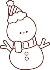 Christmas lines, coloring book elements, cute, super cute cartoons