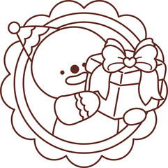 Christmas lines, coloring book elements, cute, super cute cartoons