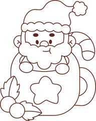 Christmas lines, coloring book elements, cute, super cute cartoons