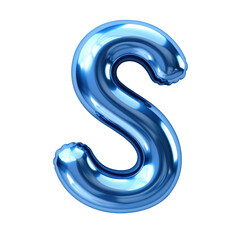 Fototapeta premium blue metallic S alphabet balloon Realistic 3D on white background.