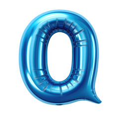 blue metallic Q alphabet balloon Realistic 3D on white background.