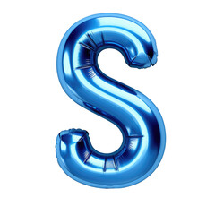 Naklejka premium blue metallic S alphabet balloon Realistic 3D on white background.