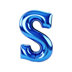 Naklejka premium blue metallic S alphabet balloon Realistic 3D on white background.