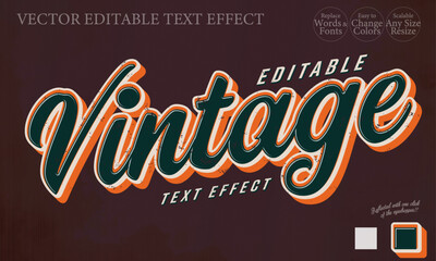 Editable Text Effect アメリカの古着のようなグランジの効いたオールドな雰囲気のロゴスタイル - A logo style with an old-fashioned grunge feel reminiscent of American vintage clothing.
Vintage,ヴィンテージ,
 - obrazy, fototapety, plakaty