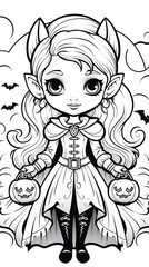 Obraz premium Cute vampire coloring page created with AI