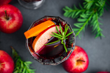 christmas apple mulled wine apple cider aperitif christmas hot drink cocktail holiday sweet treat...