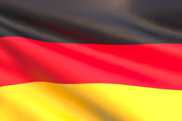 3D render - Germany flag fluttering in the wind