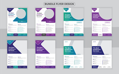 Medical bundle Flyer Design Template and Hospital Flyer set, corporate branding, Medical Brochure