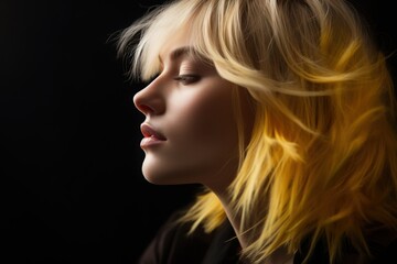 Fototapeta premium Studio portrait of a woman with yellow hair