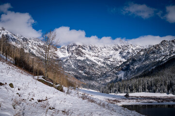 snow covered mountains in colorado