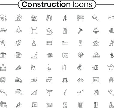 Construction Icons Set in Illustration. Eps-10.