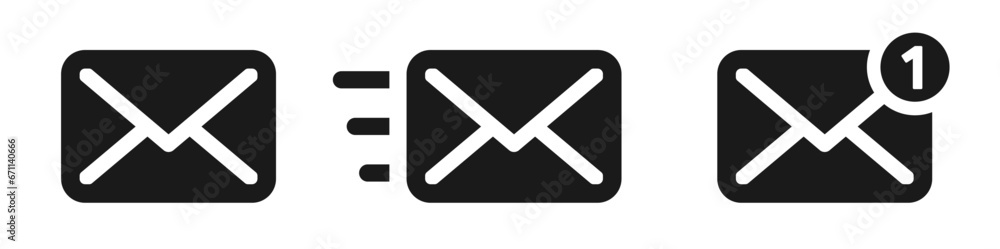 Poster mail icons set. send email, envelope, new message, sms symbol. sending mail message icon. e-mail sig