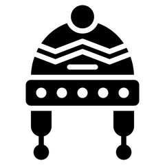 Winter hat icon in glyph style. Suitable for logo, web, graphic design, illustration, sticker, books, etc.