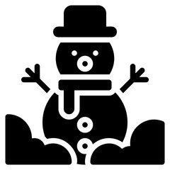 Snowman icon in glyph style. Suitable for logo, web, graphic design, illustration, sticker, books, etc.