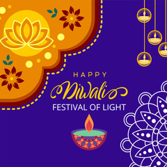 Diwali design with various ornaments
