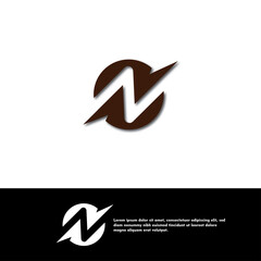 Creative N Letter Logo Design with Swoosh Icon Vector Illustration.