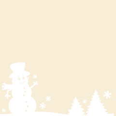 christmas card with snowman and snowflakes