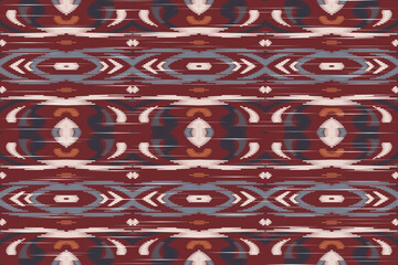 Motif Ikat Seamless Pattern Embroidery Background. Ikat Stripe Geometric Ethnic Oriental Pattern traditional.aztec Style Abstract Vector design for Texture,fabric,clothing,wrapping,sarong.