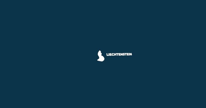 World Map Zoom In To Liechtenstein. Animation in 4K Video. White Liechtenstein Territory On Dark Blue World Map