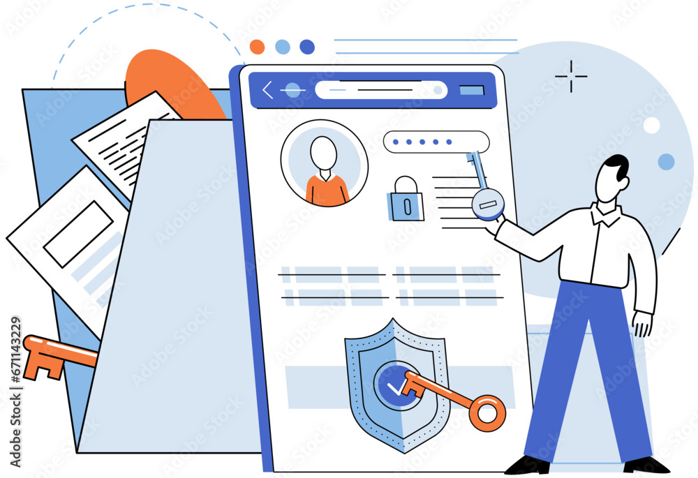 Poster authentication. vector illustration. development robust authentication systems requires careful plan