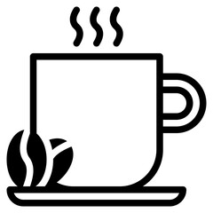 Hot drink icon in solid line style. Suitable for logo, web, graphic design, illustration, sticker, books, etc.