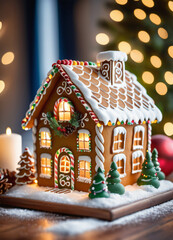 Obraz premium Photo of the Christmas Gibgerbread house cookies