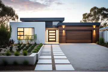 Tapeten Exterior front facade of new modern Australian style home, residential architecture © Pemika