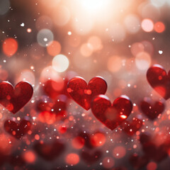 Red hearts bokeh valentines day love background