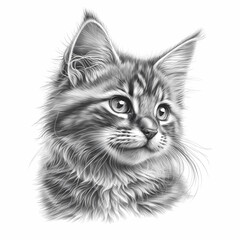 Maine Coon Cat Sketch Coloring Page - Majestic Feline Art