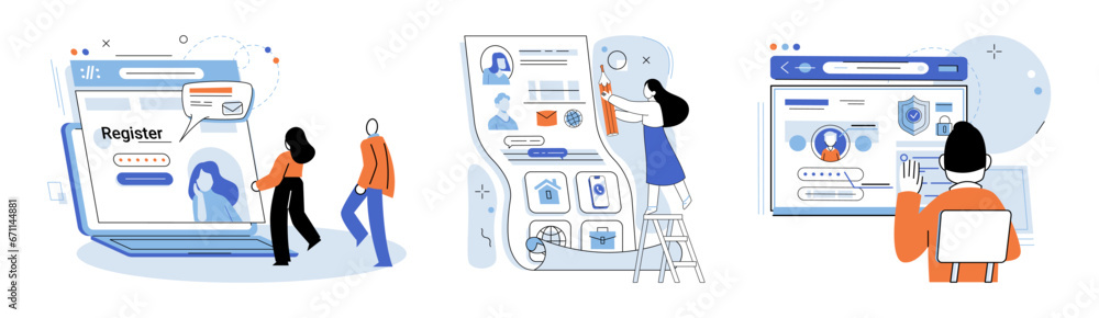 Poster account login. vector illustration. to log on, you must enter your account credentials the account l
