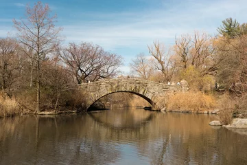 Fotobehang Gapstow Brug On a sunny winter morning at the Gapstow Bridge, one of the icons of Central Park, Manhattan, New York City