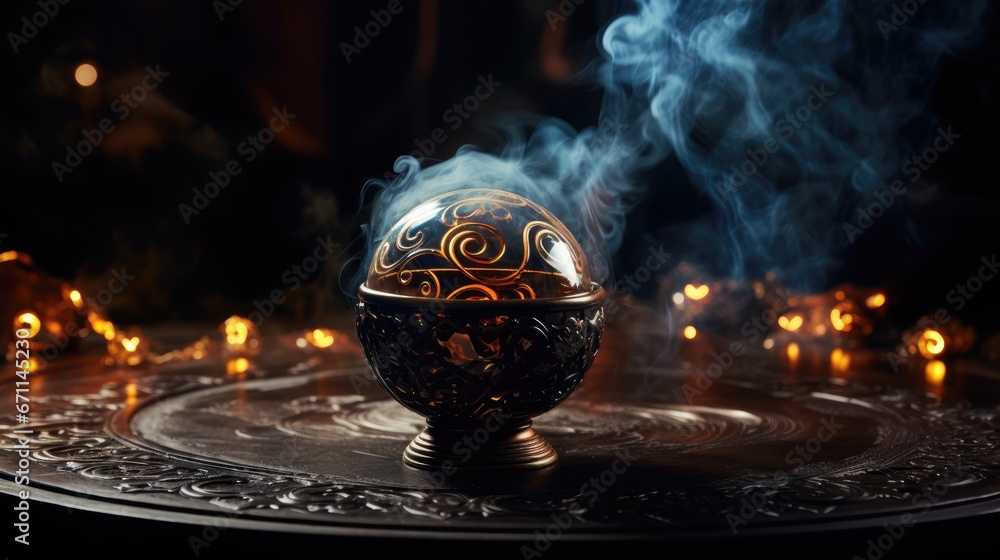Poster a candle that is sitting on a plate with some smoke coming out of it and some candles in front of it