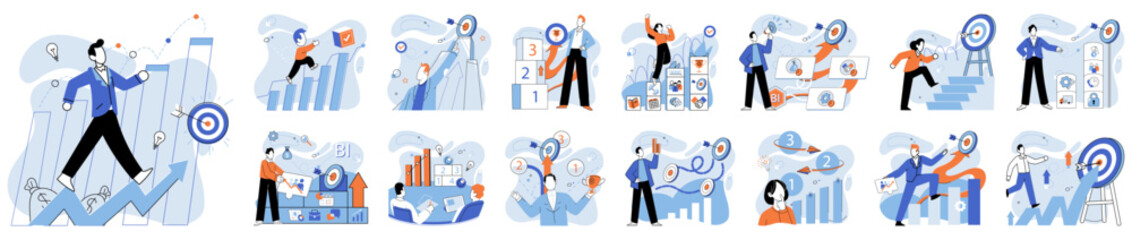 Strategic planning. Vector illustration. A well-defined plan helps organizations reach their targets Skillful tactics are necessary for successful marketing campaigns The strategic planning metaphor