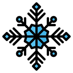 Snowflake icon in filled line style. Suitable for logo, web, graphic design, illustration, sticker, books, etc.