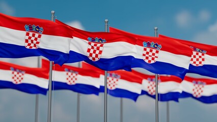 Croatia many flags in row, multiple flags in line