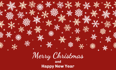 Vector seamless frame of snowflakes. Design for Christmas and New Year cards and invitations. Winter ornament.